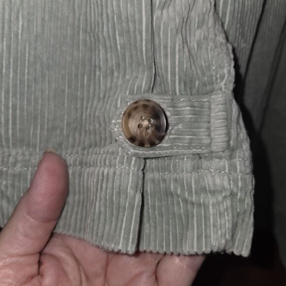 Cottagecore 100% Cotton Corduroy Button-Up Shirt Jacket S Light Green Collared - Picture 3 of 8